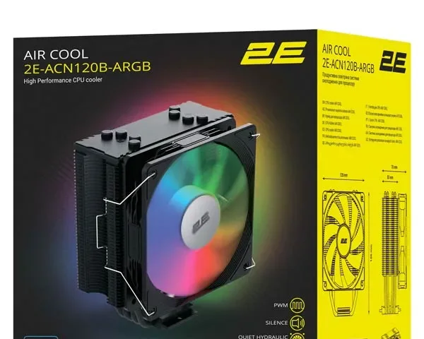 2E Gaming Air Cool ACN120W-ARGB Black CPU Cooler