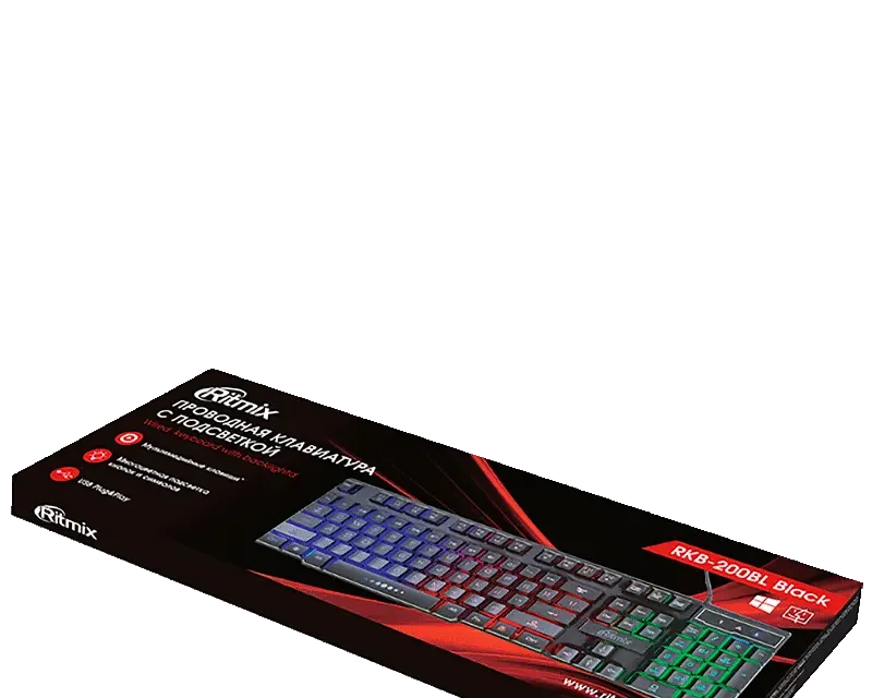 Klaviatura Ritmix RKB-200BL Black Gaming