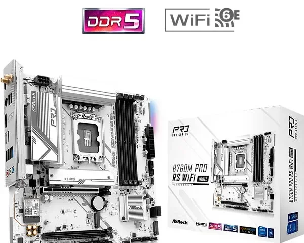 ASRock B760M Pro RS DDR5 White Motherboard