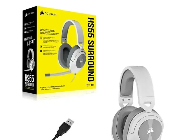 Corsair HS55 Surround White Wired Gaming Headset
