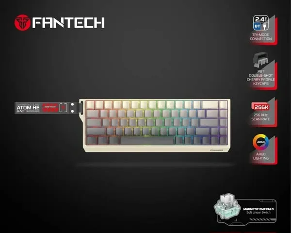 Fantech Atom HE68 Pro MK922 Wireless Magnetic Keyboard - Retro Edition