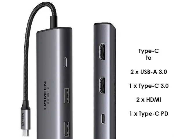 UGREEN CM498 USB Hub 6-in-1 Adapter 15852